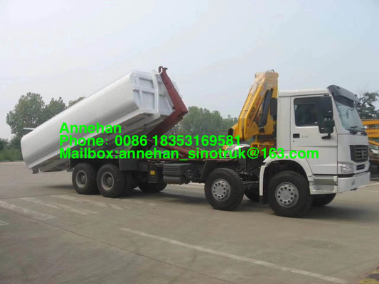 Camion de compacteur de déchets de Sinotruk Howo7 6x4 Euro2 de bras de crochet