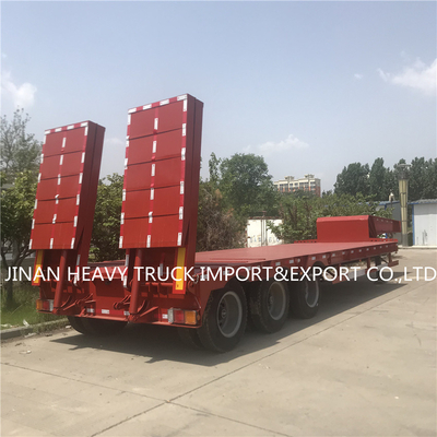Les remorques résistantes de bas lit semi ont monté Crane Transport Flatbed Gooseneck Trailer