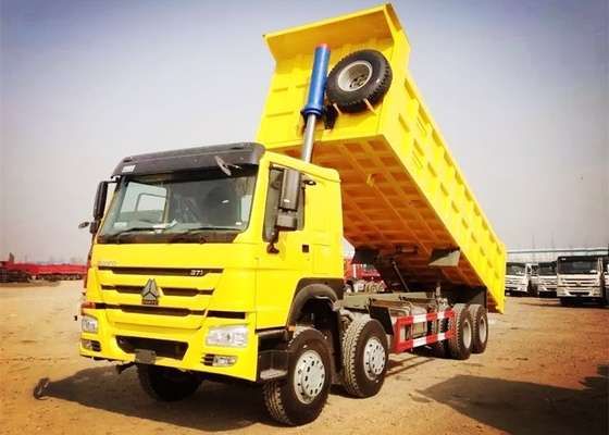 le camion à benne basculante résistant de 8×4 371HP 32 tonnes chargent la couleur jaune rouge blanche de boîte de la décharge 30CBM