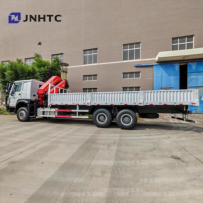 Howo Fence Cargo Truck 10Tons Folding Crane 6X6 10 Wheels 340hp For Sale