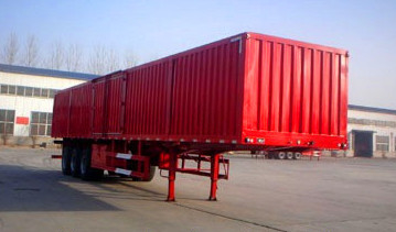 Remorques résistantes Steel Box Van Trailer d'axes du rouge 3 semi remorques résistantes de charge utile maximum de 40 tonnes semi