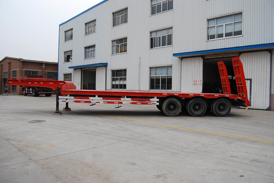 bas équipement de remorque de lit de l'axe 13T trois, semi couleur rouge de camion de remorque