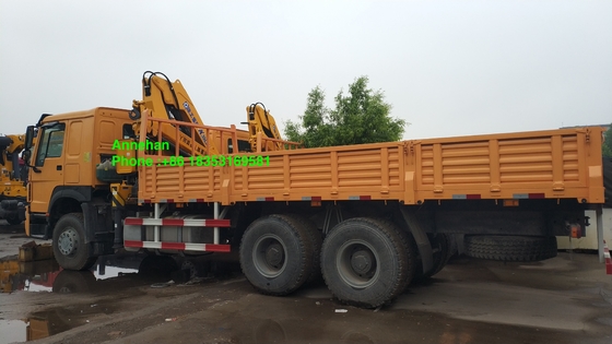 grue montée par camion de Sinotruk Howo7 de boîte de cargaison de 10T 6500mm