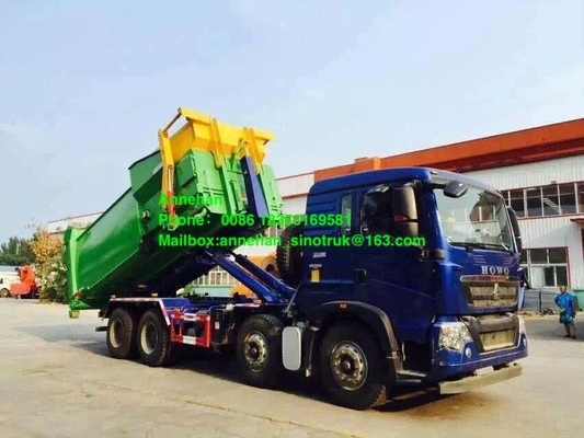 Camion de compacteur de déchets de Sinotruk Howo7 6x4 Euro2 de bras de crochet