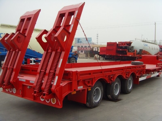 bas équipement de remorque de lit de l'axe 13T trois, semi couleur rouge de camion de remorque
