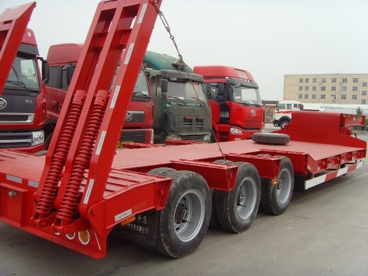 bas équipement de remorque de lit de l'axe 13T trois, semi couleur rouge de camion de remorque