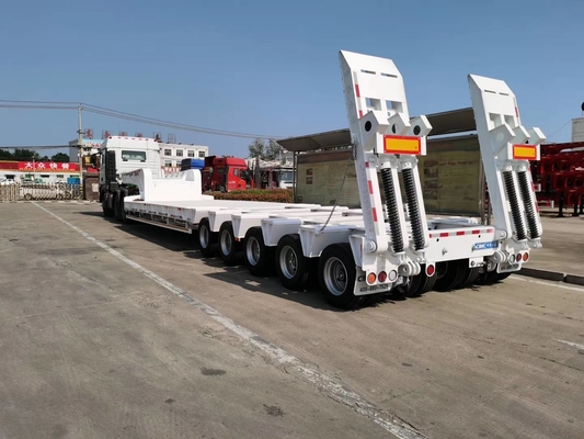 Q235 remorques résistantes de bas lit de l'acier 100T semi dans la suspension mécanique