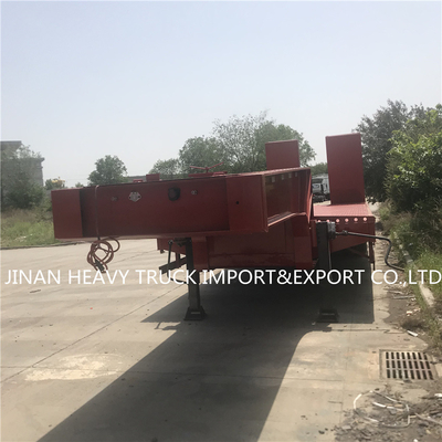 Lit plat semi Crane Transport Flatbed Gooseneck Trailer monté par remorque de 3 axes