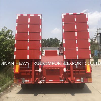 Lit plat semi Crane Transport Flatbed Gooseneck Trailer monté par remorque de 3 axes